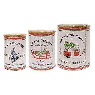 *3/Set Wintertime Canisters Decorative Vintage - The Fox Decor